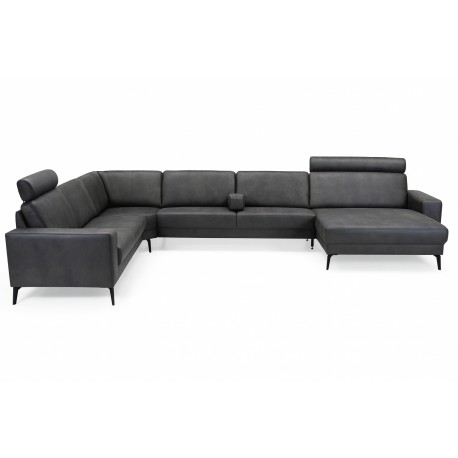 Hjort Knudsen Esbjerg læderhjørnesofa med XL Chaiselong - Højrevendt