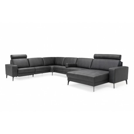 Hjort Knudsen Esbjerg læderhjørnesofa med XL Chaiselong - Højrevendt