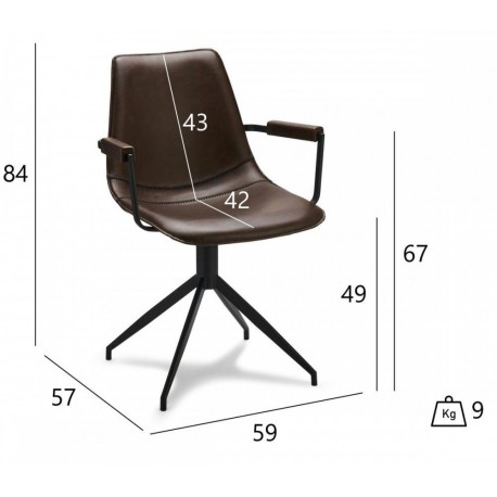 ISABEL STOL MED ARMLÆN MØRKEBRUN