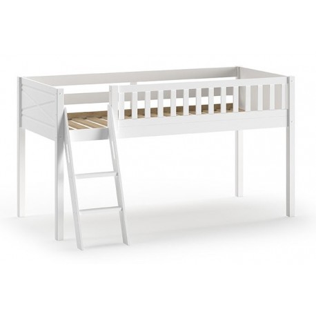 Halvhøj seng 90 x 200 cm – Scott, hvid