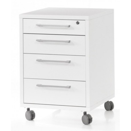 Rio skuffesektion på hjul med 4 skuffer - Hvid