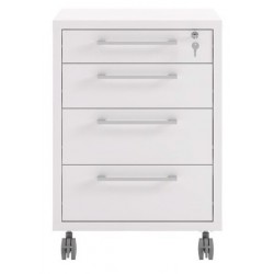 Rio skuffesektion på hjul med 4 skuffer - Hvid