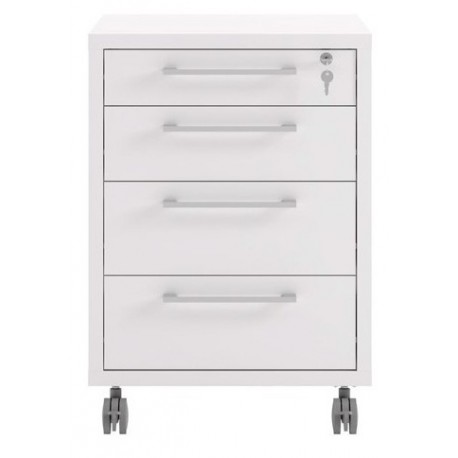 Rio skuffesektion på hjul med 4 skuffer - Hvid