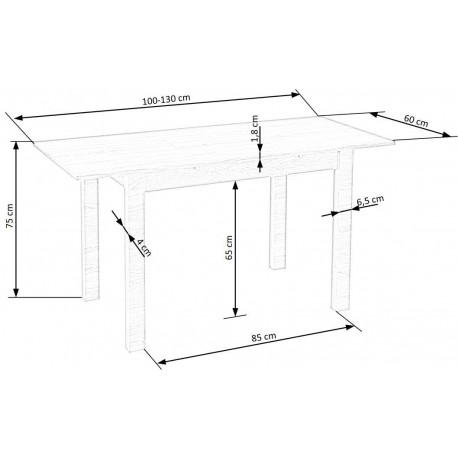 GINO Spisebord 100cm kan udvides til 130cm i Sonoma eg.