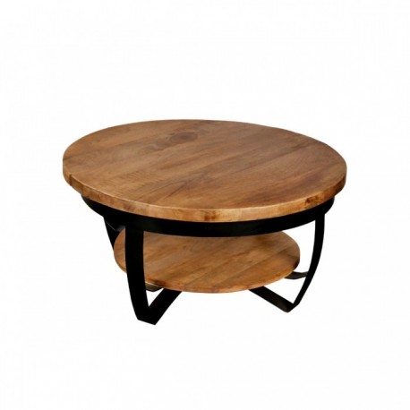 Paras Sofabord i massiv træ og sort metal stel