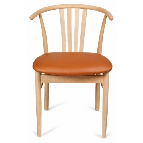 Jane spisebordsstol - ubehandlet eg - Cognac ægte læder
