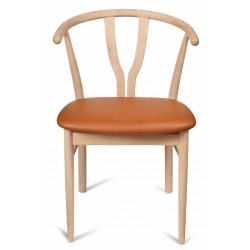 Anja spisebordsstol - ubehandlet eg - Cognac læder