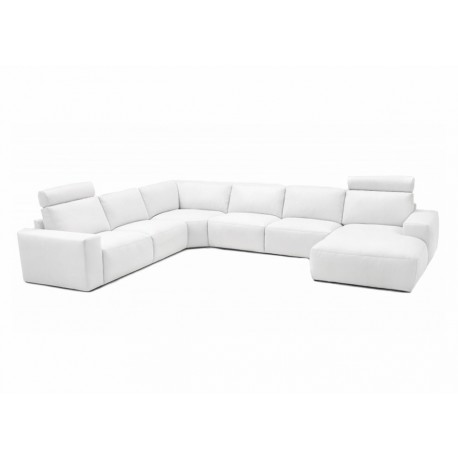 Hjort Knudsen Aarhus Hvid Læder hjørnesofa med chaiselong - Højrevendt