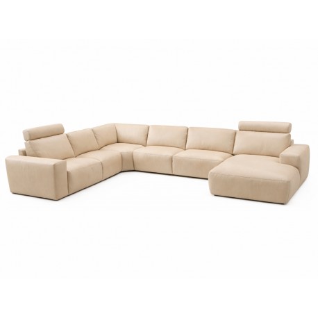 Hjort Knudsen Aarhus Hvid Læder hjørnesofa med chaiselong - Højrevendt