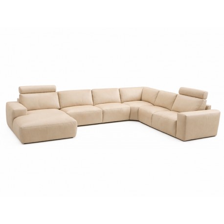 Hjort Knudsen Aarhus Hvid Læder hjørnesofa med chaiselong - Venstrevendt