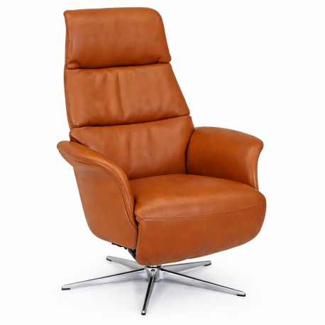 Hjort Knudsen Dundee Lænestol – Cognac semianilin læder m. indbygget skamme