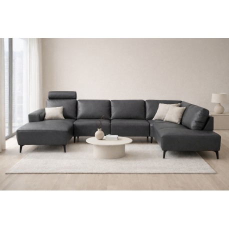 Hjort Knudsen NIO U-sofa ANTRACITE KENTUCKY læder venstrevendt