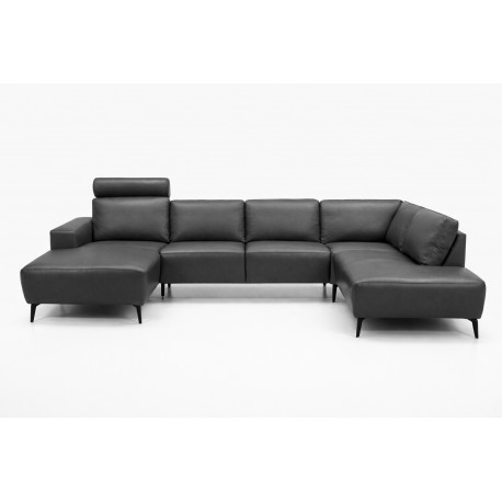 Hjort Knudsen NIO U-sofa ANTRACITE KENTUCKY læder venstrevendt