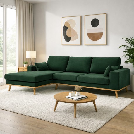 Simone chaiselongsofa - Venstrevendt Grøn velour