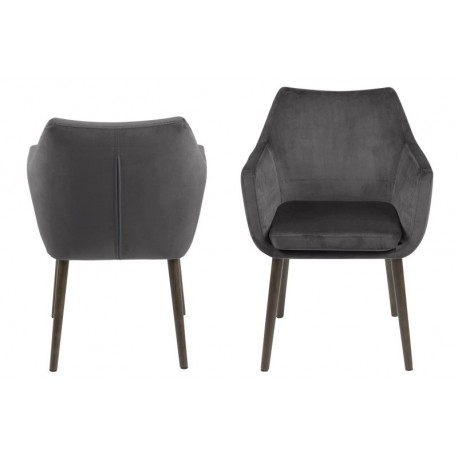 Nora armstol - Mørkegrå velour