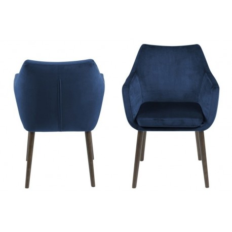Nora armstol - Mørkeblå velour