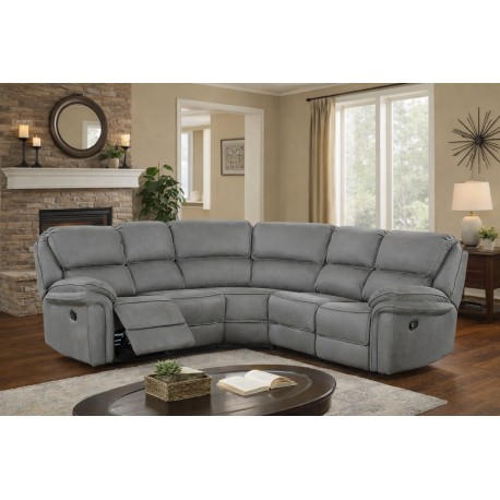 Christopher hjørnesofa med 2 x Recliner - Grå Ruskindsblød mikrofiber