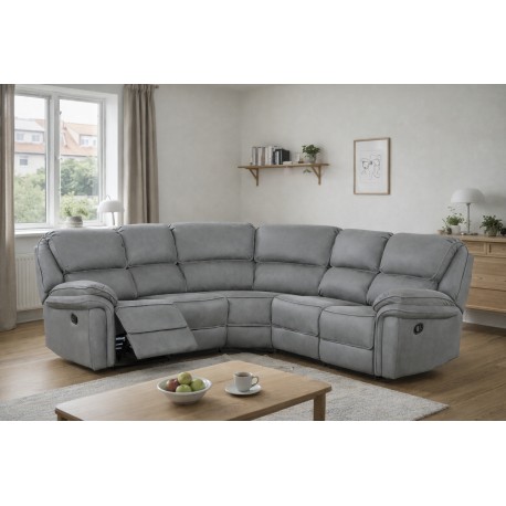 Christopher hjørnesofa med 2 x Recliner - Grå Ruskindsblød mikrofiber