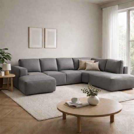 Hjort Knudsen Aarhus U sofa med open end venstrevendt sort semianilin læder