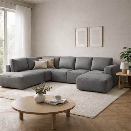 Hjort Knudsen Aarhus U sofa med open end højrevendt sort semianilin læder