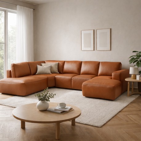 Hjort Knudsen Aarhus U sofa med open end højrevendt sort semianilin læder