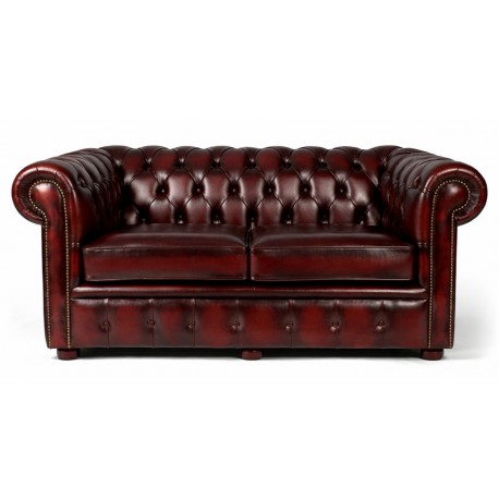 Liverpool Chesterfield 2 pers. sofa - Oxblod læder