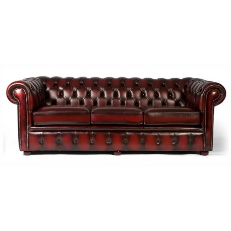 Liverpool Chesterfield 3 pers. sofa - Oxblod læder