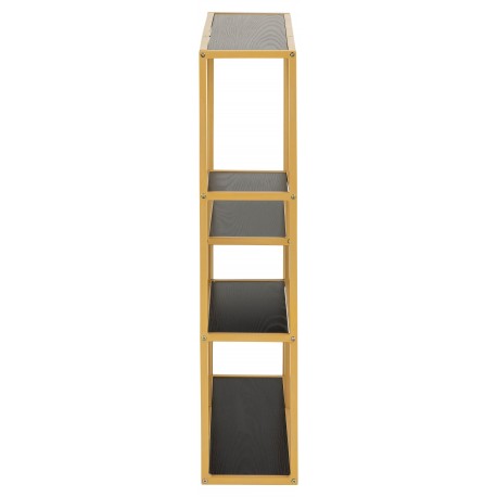 Seaford reol Guld højglans metal, 3 sort ask melamin hylder