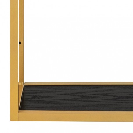 Seaford reol Guld højglans metal, 3 sort ask melamin hylder