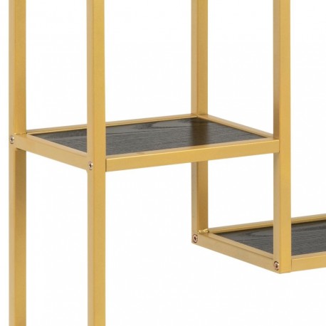 Seaford reol Guld højglans metal, 3 sort ask melamin hylder