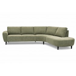 Hjort Knudsen Lolland hjørnesofa grøn fløjl med åben ende Højrevendt