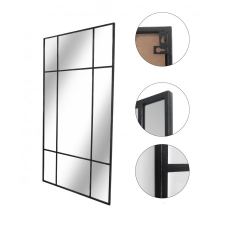 New Yorker Spejl med antiksort ramme i jern str 200x100cm