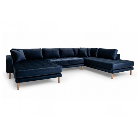Andersen | Hjørnesofa med Venstrevendt Chaiselong | Mørkeblå velour