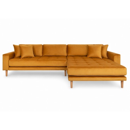 Andersen | Højrevendt Chaiselongsofa | Sennepsgul velour