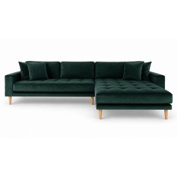 Lido - Højrevendt Chaiselongsofa - Grøn velour