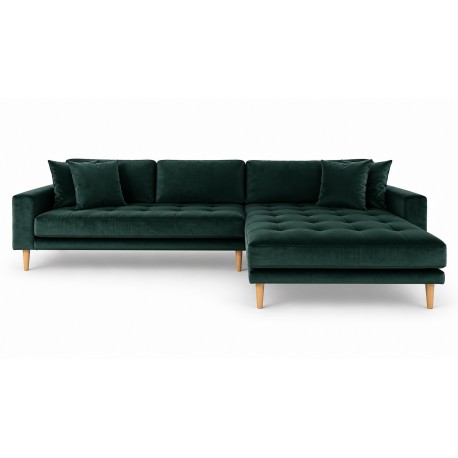 Andersen chaiselongsofa i grøn velour højrevendt