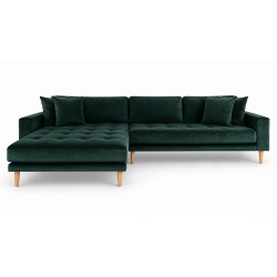 Lido chaiselongsofa i grøn velour venstrevendt
