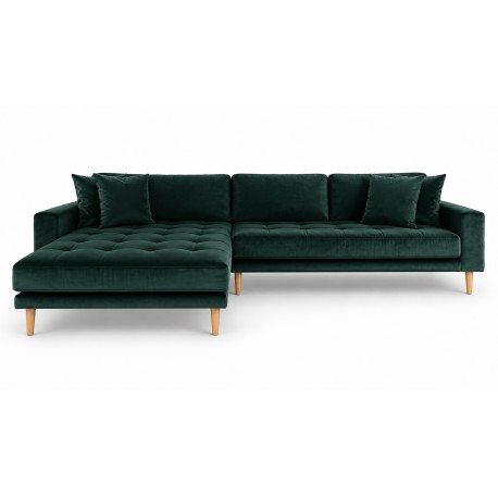 Andersen chaiselongsofa i grøn velour venstrevendt
