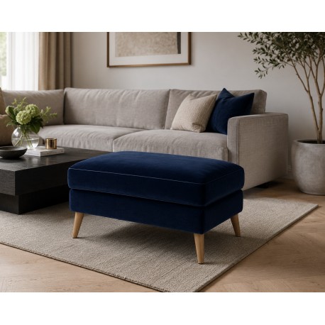 Esbjerg Puf - Skammel - Blå velour