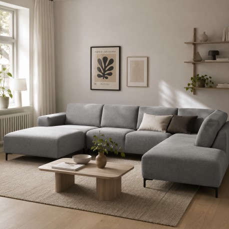Hjort knudsen NIO U-sofa semianilin læder venstrevendt