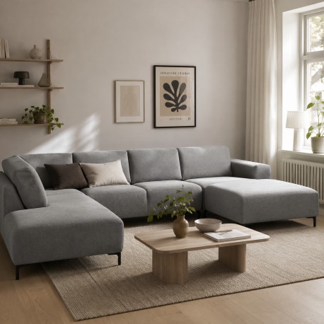 Hjort knudsen NIO U-sofa Grå stof venstrevendt