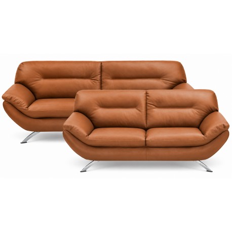 Hjort knudsen Taastrup 3 + 2 pers sofa cognac semianilin læder