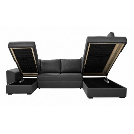 Canapé Deluxe U-Sovesofa Venstrevendt PU læder