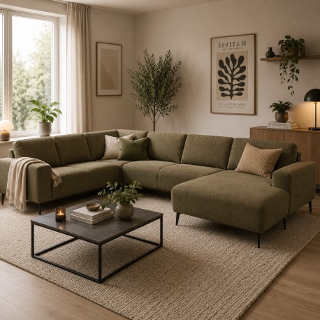 Hjort knudsen NIO hjørnesofa med chaiselong Højrevendt sort