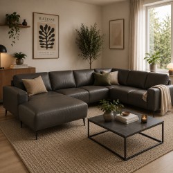 Hjort Knudsen Copenhagen Læderhjørnesofa venstrevendt