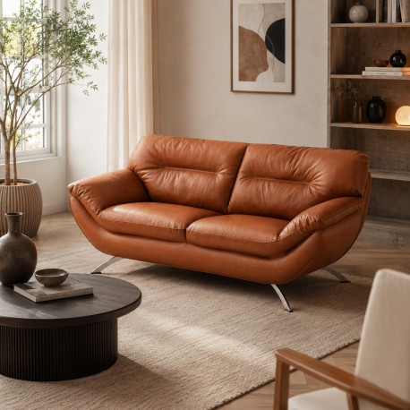 Hjort knudsen Taastrup 2,5 pers sofa cognac semianilin læder