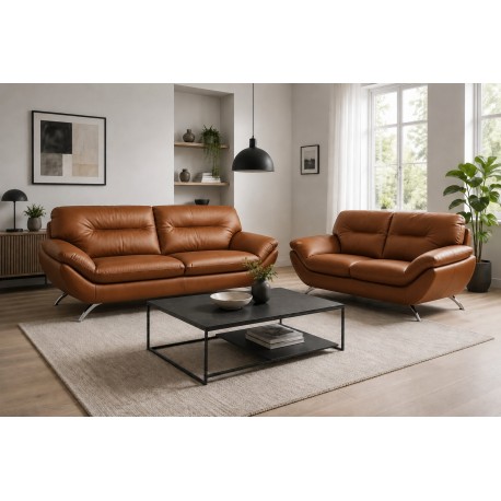 Hjort knudsen Taastrup 3 + 2 pers sofa cognac semianilin læder