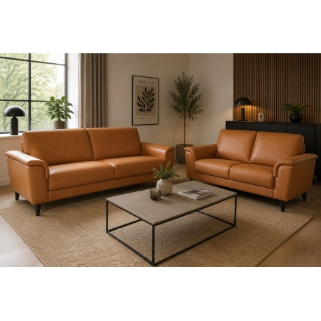 Ballerup 3+2 pers lædersofa