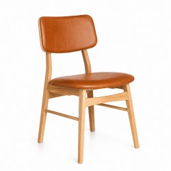 Anna spisebordsstol - eg naturoliebehandlet - Cognac læder