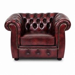 Liverpool Chesterfield lænestol Oxblod læder